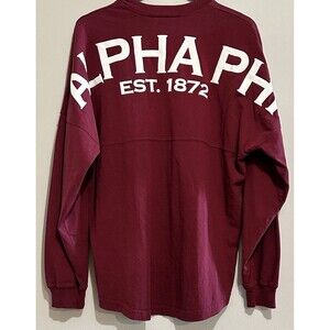 Spirit Jersey Alpha Phi Maroon Burgundy Sorority Long Sleeve Shirt M Preppy USA